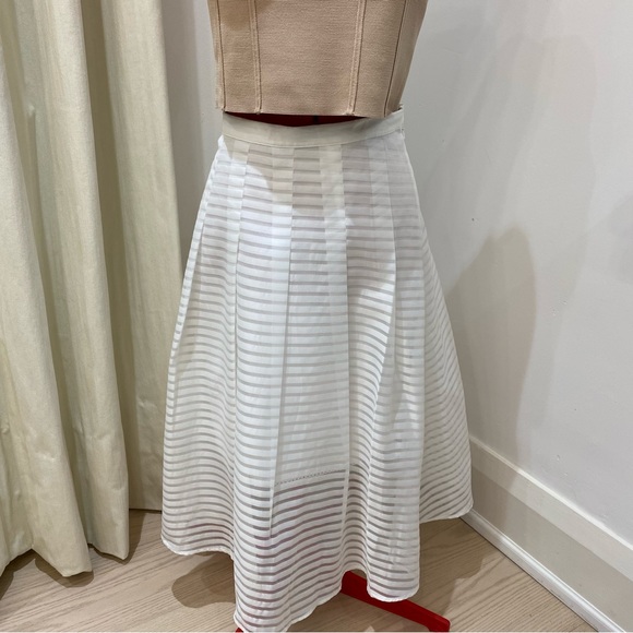 Anthropologie Leifsdottir Skirt, Shadow Stripe, Midi, White, Women’s (US 6) - Picture 8 of 11